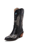 Load image into Gallery viewer, Black Embroidery Mid Calf Chunky Heel Western Cowgirl Boots