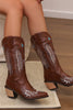 Load image into Gallery viewer, Black Embroidery Mid Calf Chunky Heel Western Cowgirl Boots
