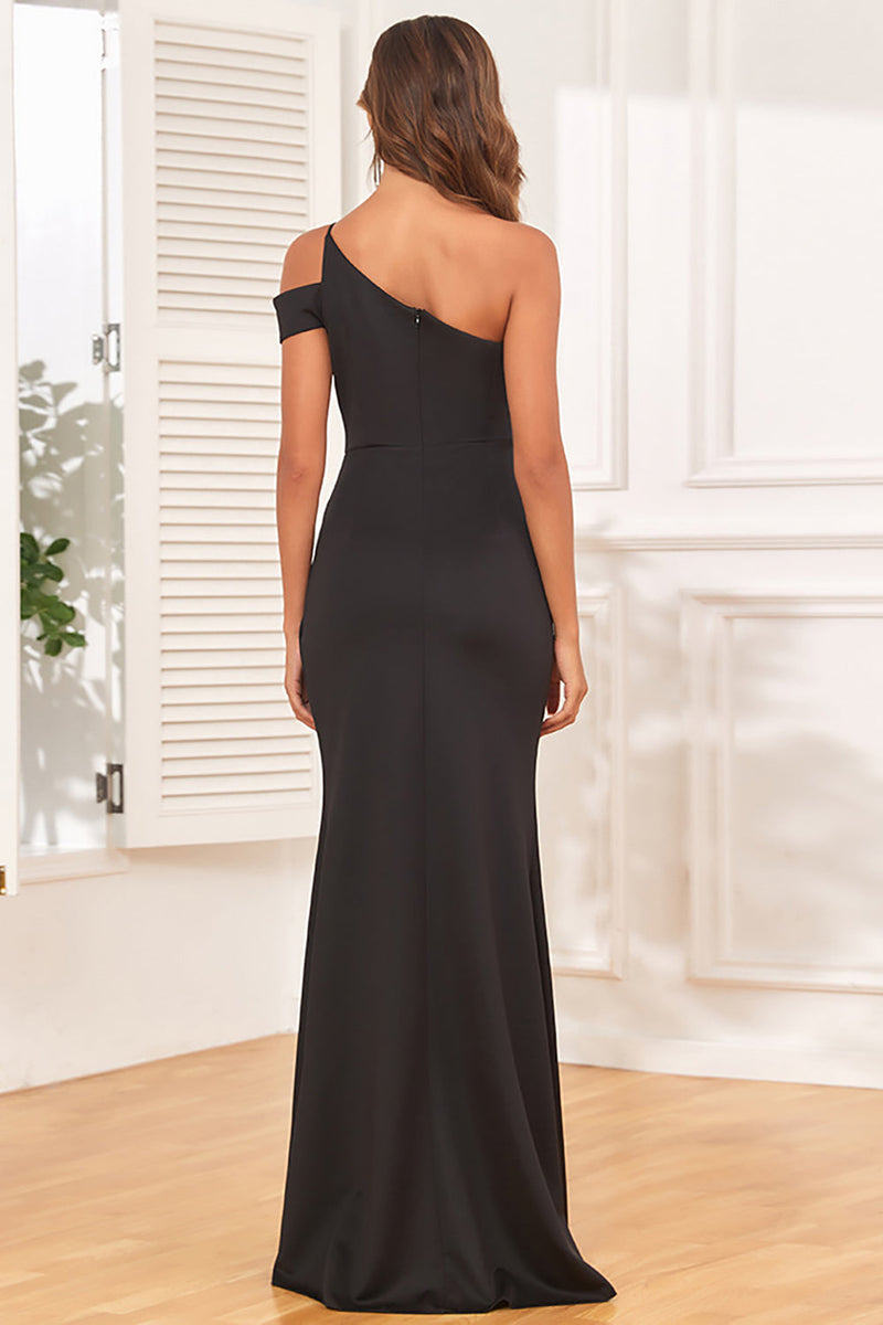 Load image into Gallery viewer, Mermaid Black Sleeveless Formal Dress with Slit