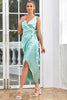 Load image into Gallery viewer, V-Neck Light Blue Formal Dress with Ruffles