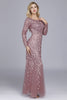 Load image into Gallery viewer, Mermaid Boat Neck Dusty Rose Mother of The Bride Dress with Appliques