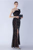 Load image into Gallery viewer, Mermaid One Shoulder Sequin Formal Dress With Feathers