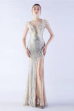 Lilac Mermaid V Neck Sequin and Beaded Ostrich Feathers Evening Dress With Slit