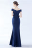 Load image into Gallery viewer, Navy Off the Shoulder Mermaid Formal Dress with Slit