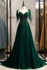 Load image into Gallery viewer, A-Line Spaghetti Straps Dark Green Formal Dress with Beading