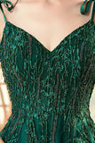 A-Line Spaghetti Straps Dark Green Formal Dress with Beading