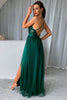 Load image into Gallery viewer, Dark Green A-Line Spaghetti Straps Long Formal Dress with Slit