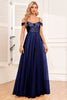 Load image into Gallery viewer, Champagne A-Line Tulle Long Formal Dress with Sequins