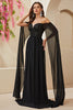 Load image into Gallery viewer, Black  A-line Off The Shoulder Chiffon Long Formal Dress