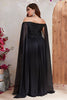 Load image into Gallery viewer, Black  A-line Off The Shoulder Chiffon Long Formal Dress