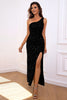 Load image into Gallery viewer, Mermaid Dark Green One Shoulder Sequins Formal Dress with Slit