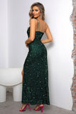 Mermaid Dark Green One Shoulder Sequins Formal Dress with Slit