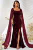 Load image into Gallery viewer, Burgundy Mermaid Square Neck Sequins Long Formal Dress with Slit
