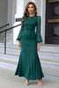Load image into Gallery viewer, Dark Green Mermaid Long Sleeves Formal Dress