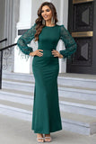 Dark Green Mermaid Long Sleeves Formal Dress