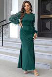 Dark Green Mermaid Long Sleeves Formal Dress