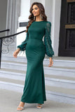 Dark Green Mermaid Long Sleeves Formal Dress