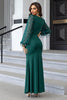 Load image into Gallery viewer, Dark Green Mermaid Long Sleeves Formal Dress
