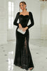 Load image into Gallery viewer, Black Mermaid Sweetheart Neck Velvet Formal Dress