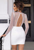 Load image into Gallery viewer, Sparkly White V-Neck Open Back Bodycon Dress With Long Sleeves