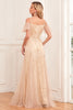 Load image into Gallery viewer, Champagne A-Line Cold Shoulder Long Formal Dress