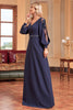 Load image into Gallery viewer, A-Line Long Sleeves Navy Mother of the Bride Dress with Beading