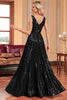 Load image into Gallery viewer, Sparkly A-Line Black Formal Dress with Sequins