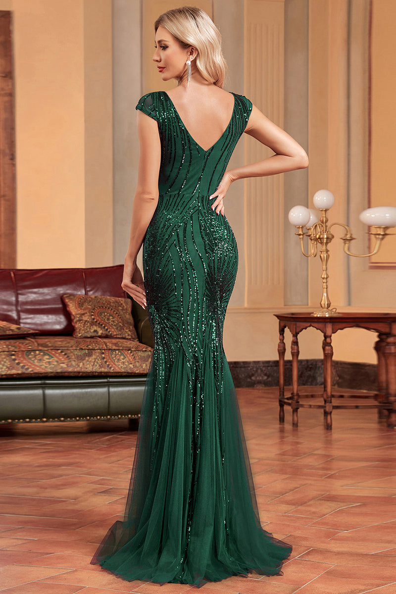 Load image into Gallery viewer, Mermaid Dark Green Long Formal Dress