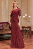 Load image into Gallery viewer, Burgundy Mermaid Round Neck Sequins Long Formal Dress