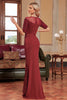 Load image into Gallery viewer, Burgundy Mermaid Round Neck Sequins Long Formal Dress