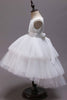 Load image into Gallery viewer, White A-Line Tiered Flower Girl Dress with Lace