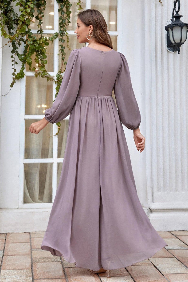 Load image into Gallery viewer, Burgundy Long Sleeves A Line Mother of the Bride Dress