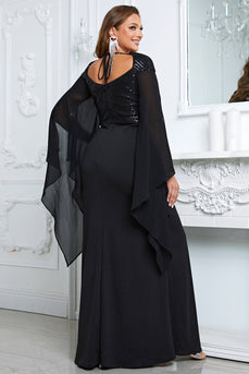 Sequins Black Mother of the Bride Dress with Slit