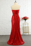 Sheath Sweetheart Red Sequins Formal Dress with Sequins