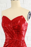 Sheath Sweetheart Red Sequins Formal Dress with Sequins