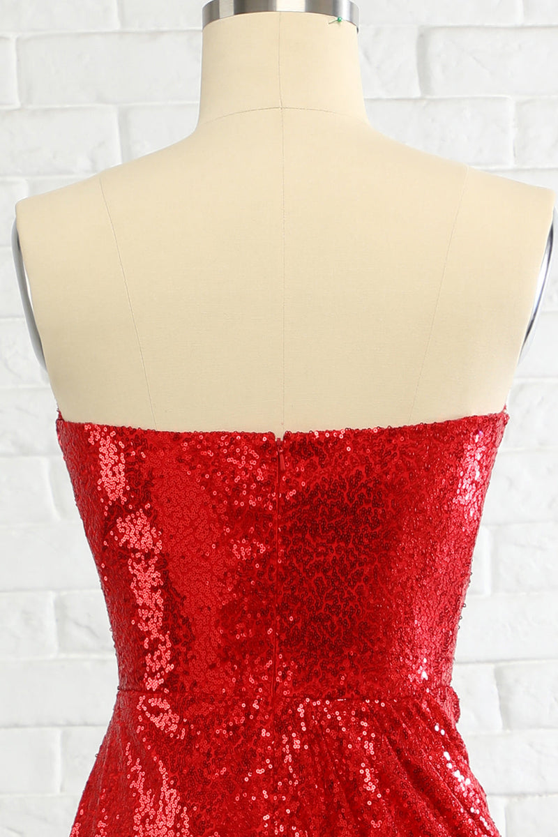 Load image into Gallery viewer, Sheath Sweetheart Red Sequins Formal Dress with Sequins