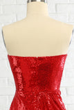 Sheath Sweetheart Red Sequins Formal Dress with Sequins