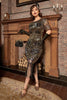 Load image into Gallery viewer, Golden Sequins Fringe 1920s Dress with Sleeves