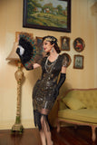 Blue 1920 Retro Sequin Flapper Dress