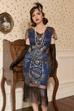 Blue 1920 Retro Sequin Flapper Dress