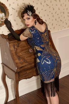 Blue 1920 Retro Sequin Flapper Dress
