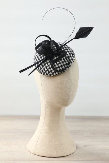 Black White Grid 1920s Style Headpieces