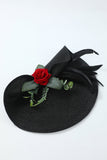 Black 1920s Style Hat with Flower