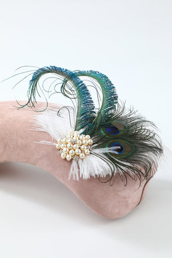Green Peacock 1920s Great Gatsby Hairpins