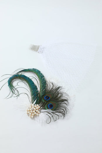 Green Peacock 1920s Great Gatsby Hairpins