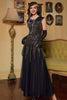 Load image into Gallery viewer, Black Golden Sequins Long 1920s Dress