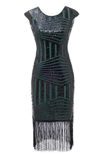 Blue Round Neck 1920s Flapper Dress