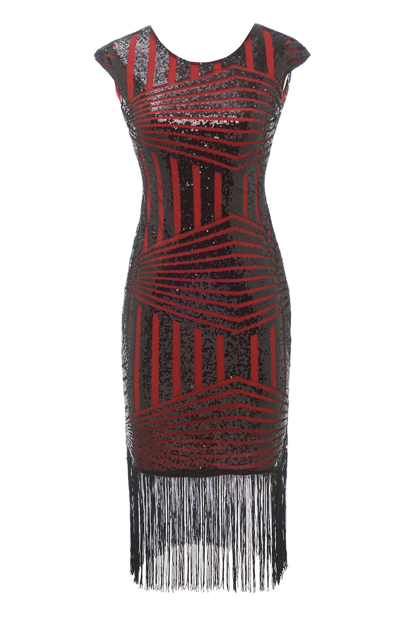 Load image into Gallery viewer, Golden Round Neck 1920s Flapper Dress