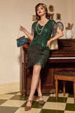 Black Green 1920s Dress with Sequins