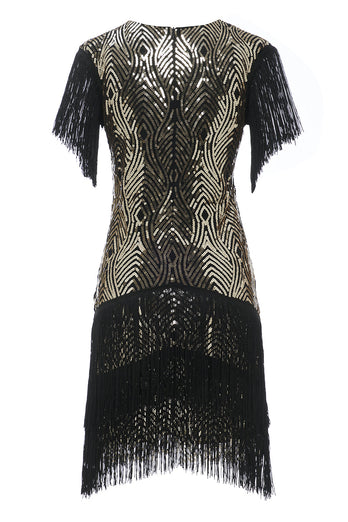 1920S Vintage Sequined Fringe Dress